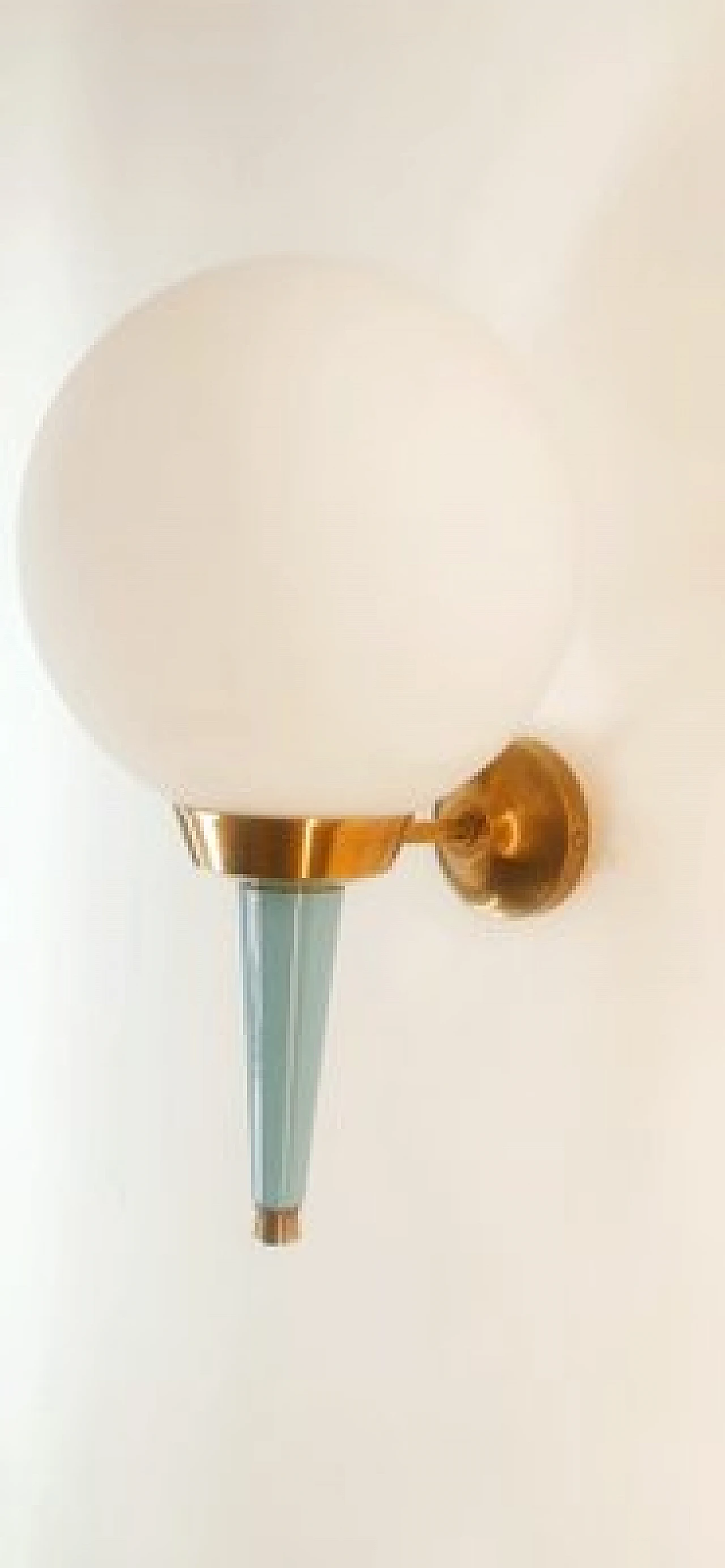 Applique in vetro, ottone e metallo azzurro di Stilnovo, anni '70 5