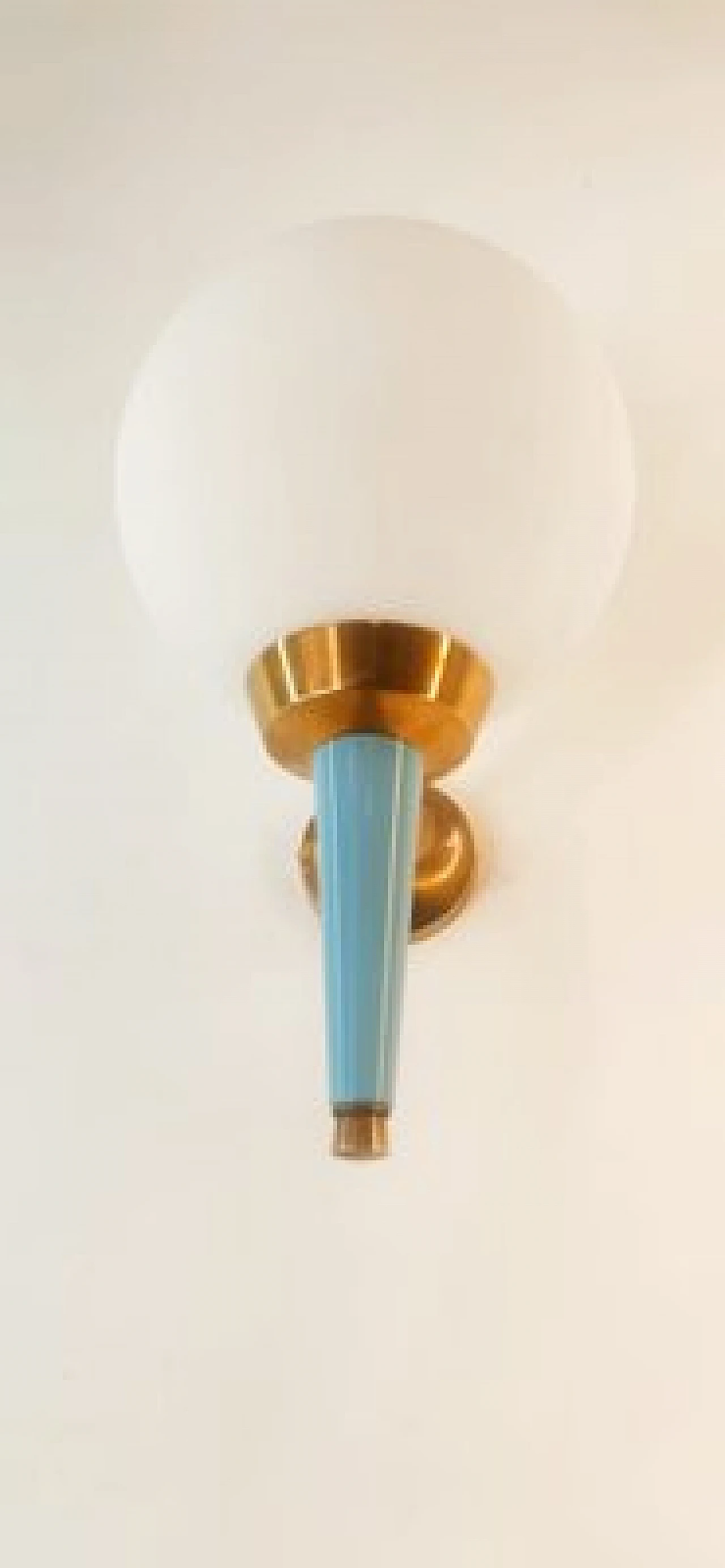 Applique in vetro, ottone e metallo azzurro di Stilnovo, anni '70 6