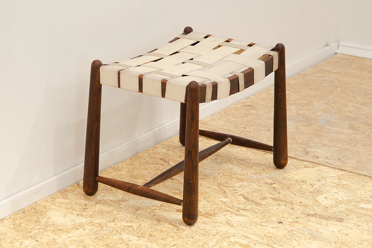 Beech and fabric stool by Krásná Jizba, 1960s 2
