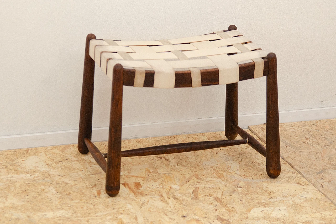 Beech and fabric stool by Krásná Jizba, 1960s 3