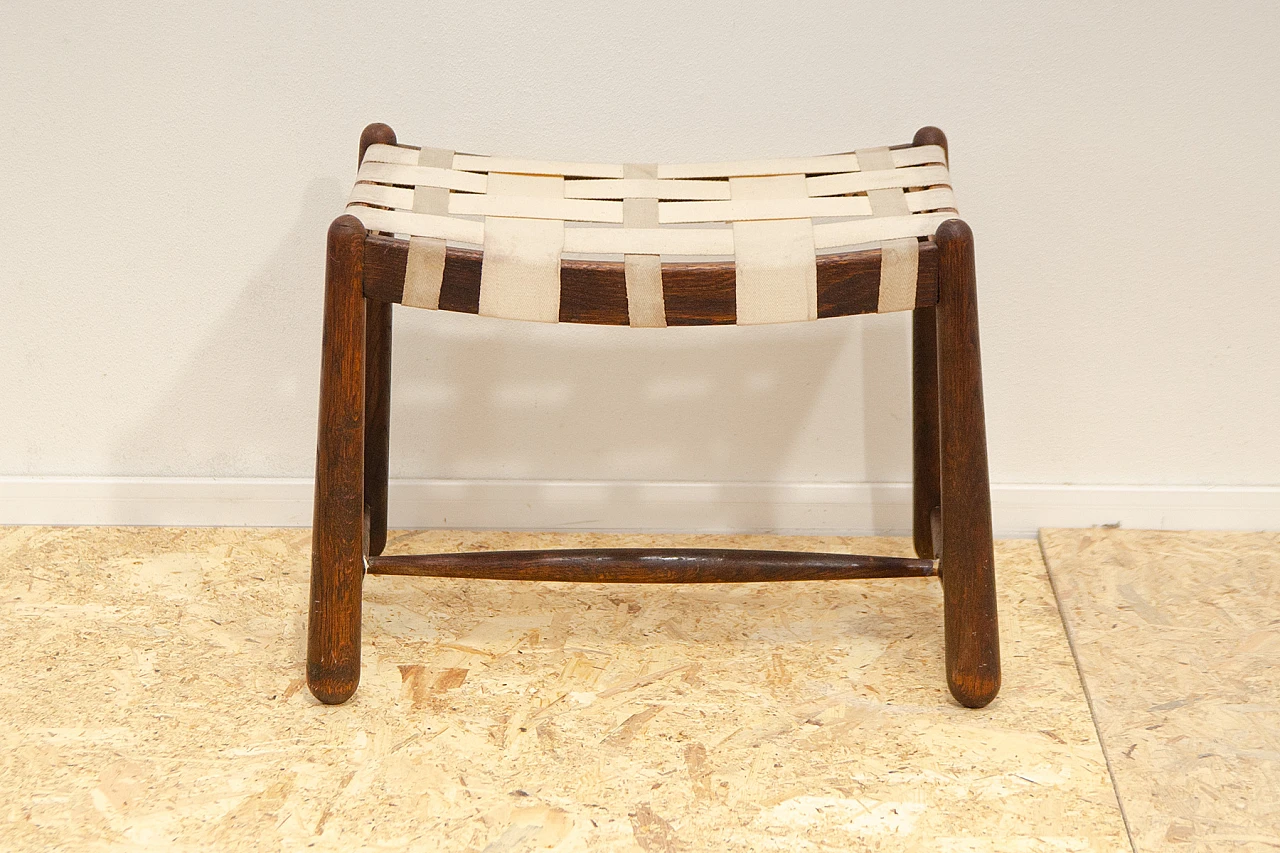 Beech and fabric stool by Krásná Jizba, 1960s 4