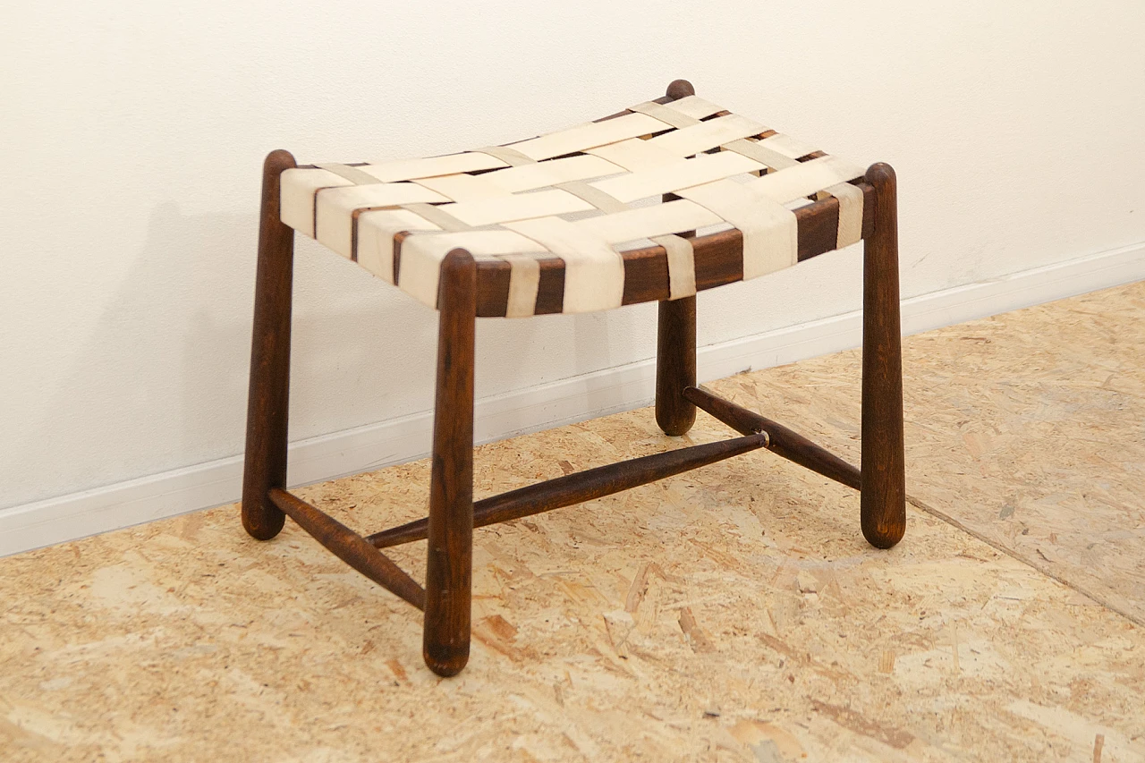 Beech and fabric stool by Krásná Jizba, 1960s 5