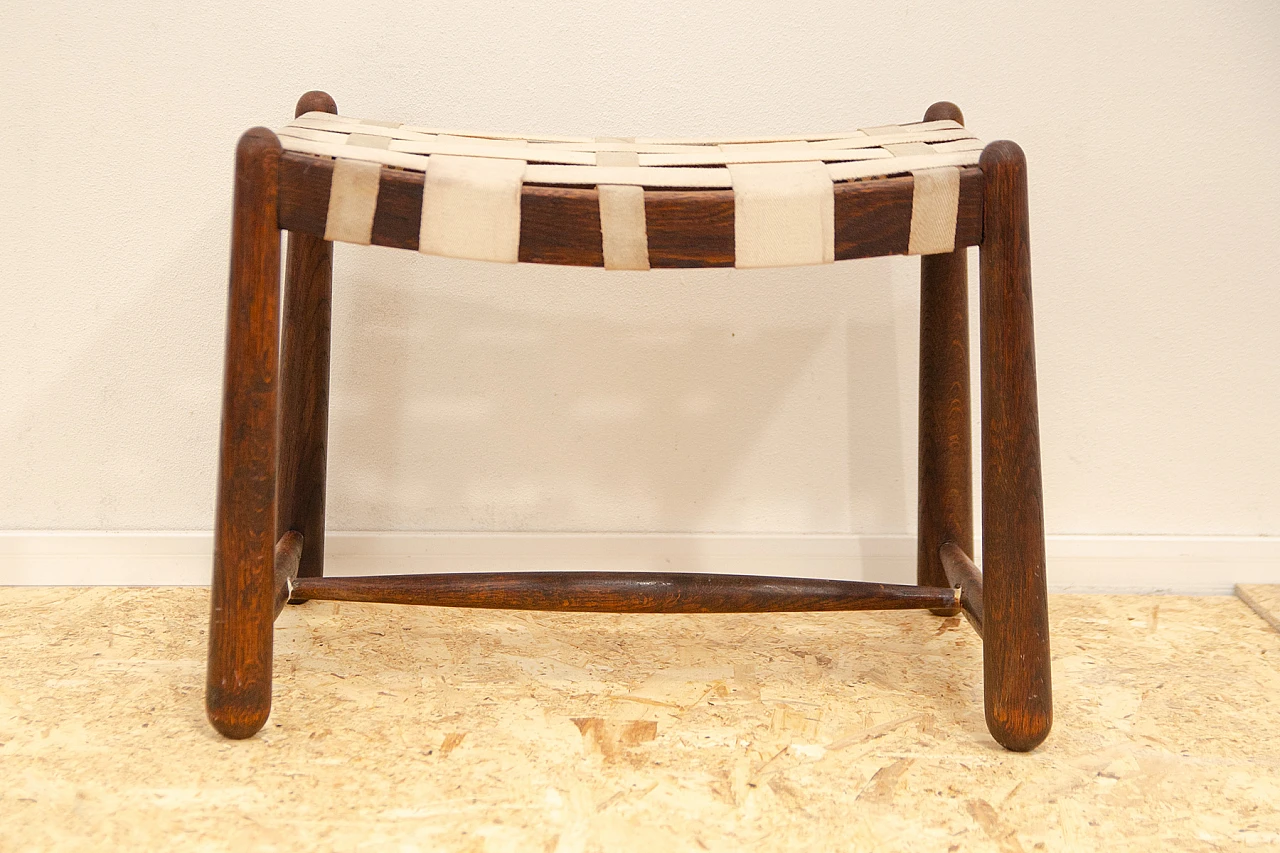 Sgabello in faggio e tessuto di Krásná Jizba, anni '60 10
