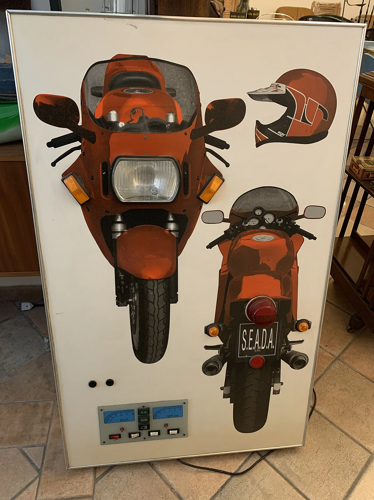 Pannello autoscuola moto in plastica, anni '80 1