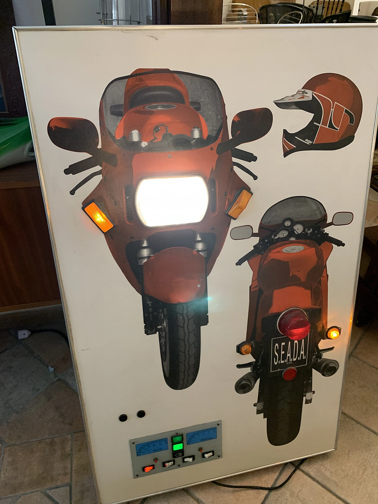 Pannello autoscuola moto in plastica, anni '80 2