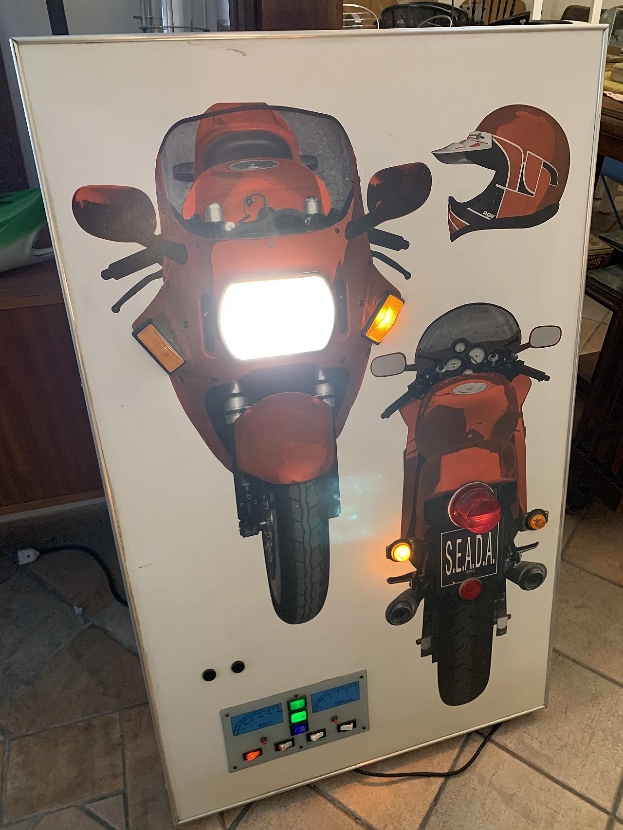 Pannello autoscuola moto in plastica, anni '80 4