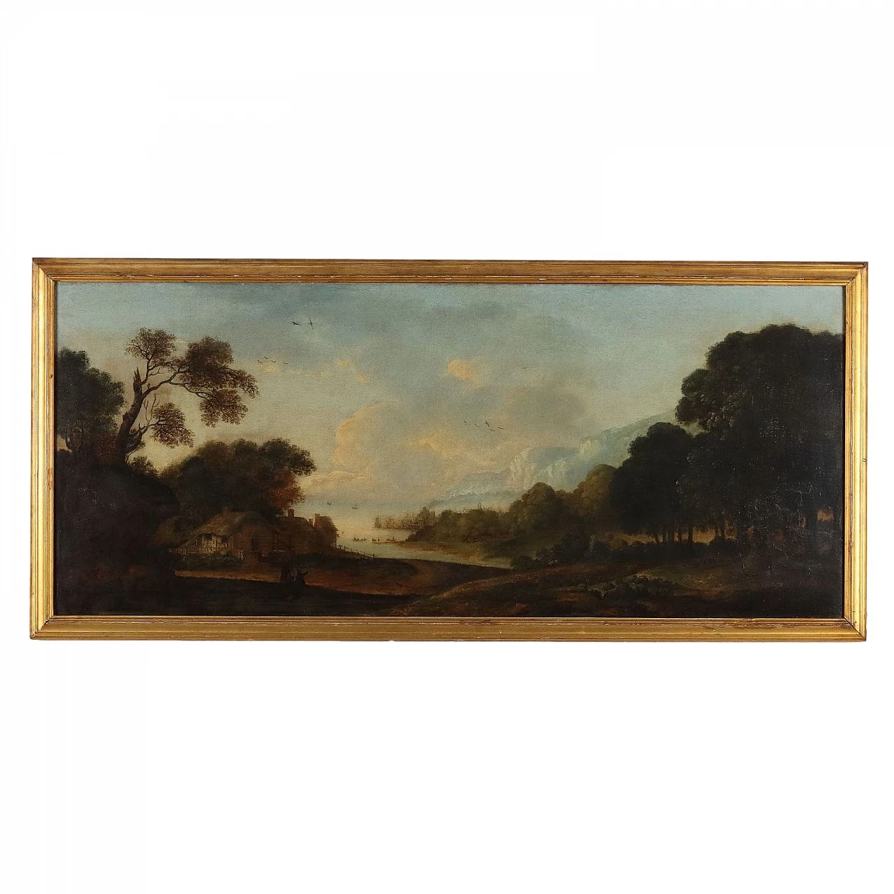 Landscape with sea view, oil on canvas, 18th century 1