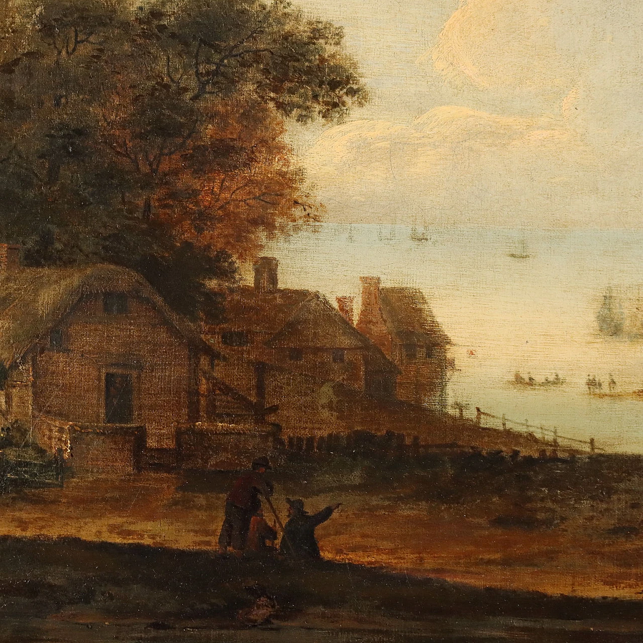 Landscape with sea view, oil on canvas, 18th century 3