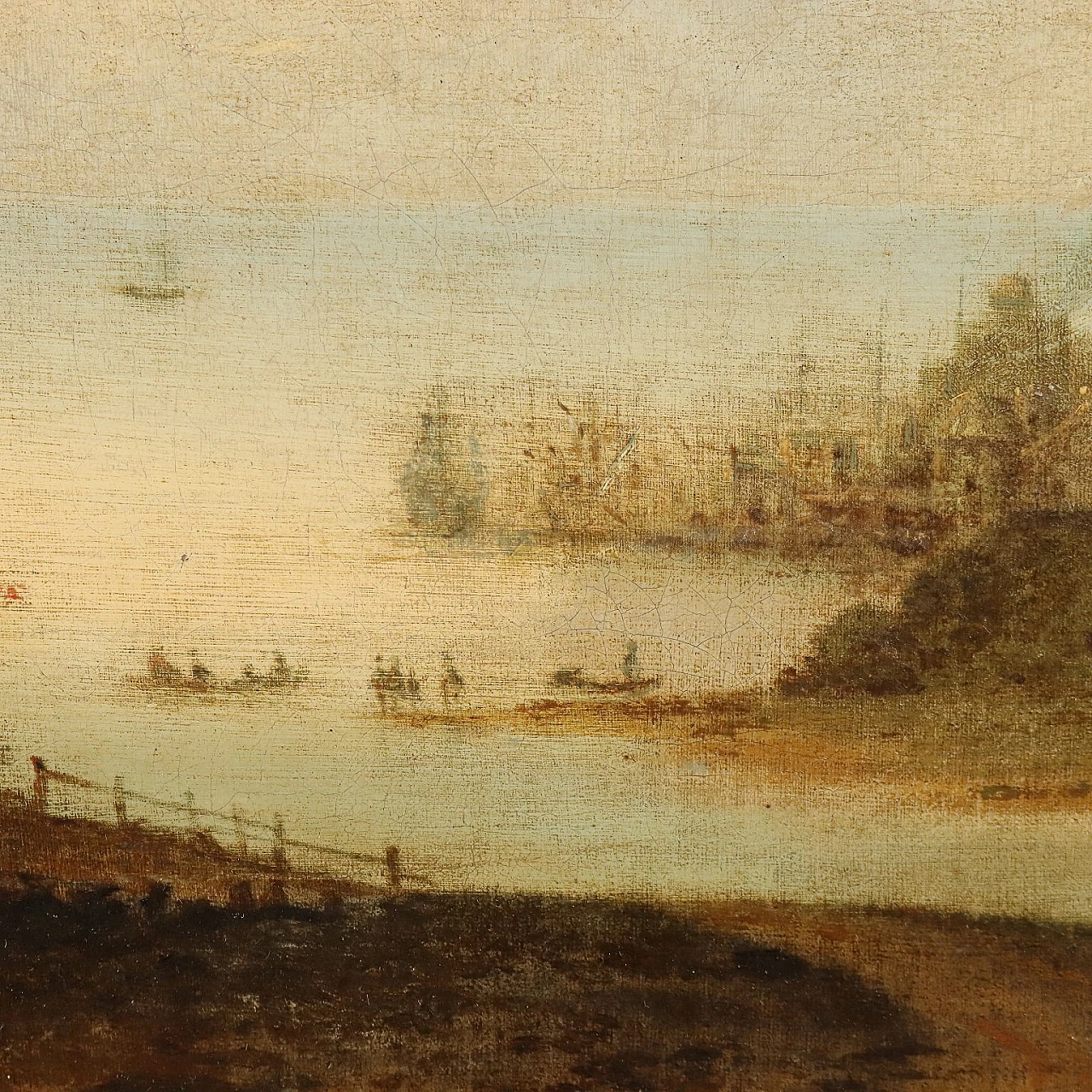 Landscape with sea view, oil on canvas, 18th century 4