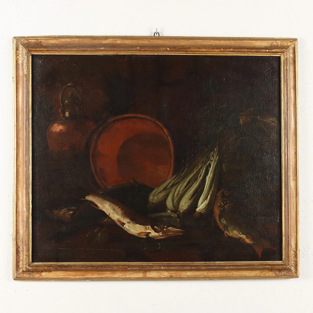 Still life with fish and vegetables, circle of  Felice Boselli, oil on canvas '700 3