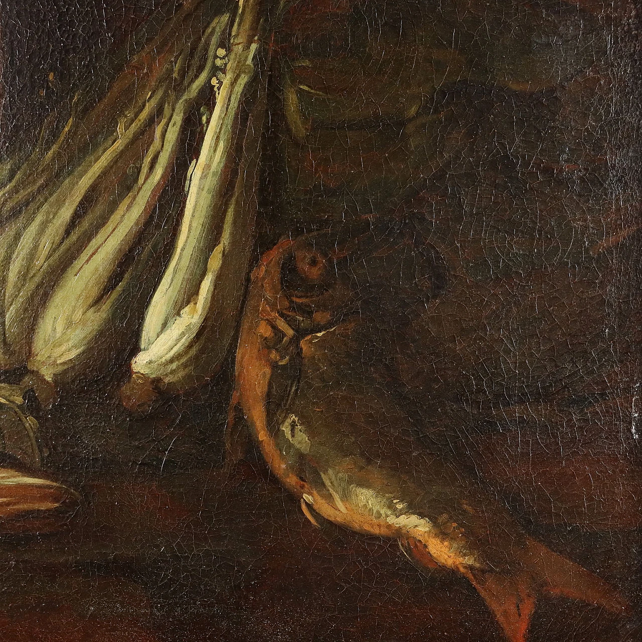 Still life with fish and vegetables, circle of  Felice Boselli, oil on canvas '700 5