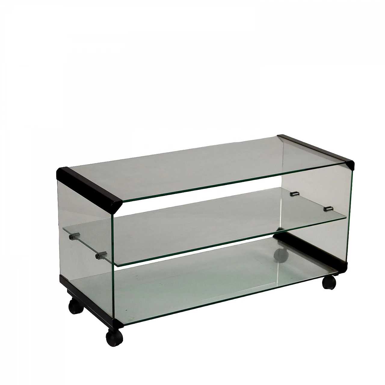 Tv cart in glass and aluminum by Gallotti & Radice, 1980s 1