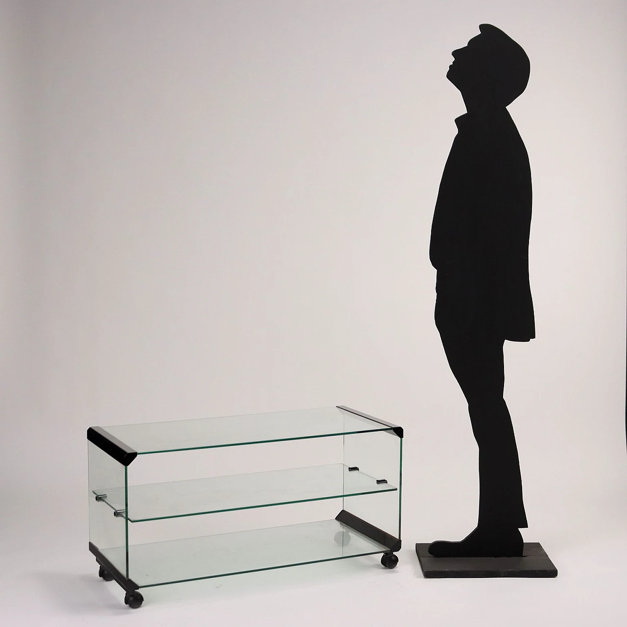 Tv cart in glass and aluminum by Gallotti & Radice, 1980s 2