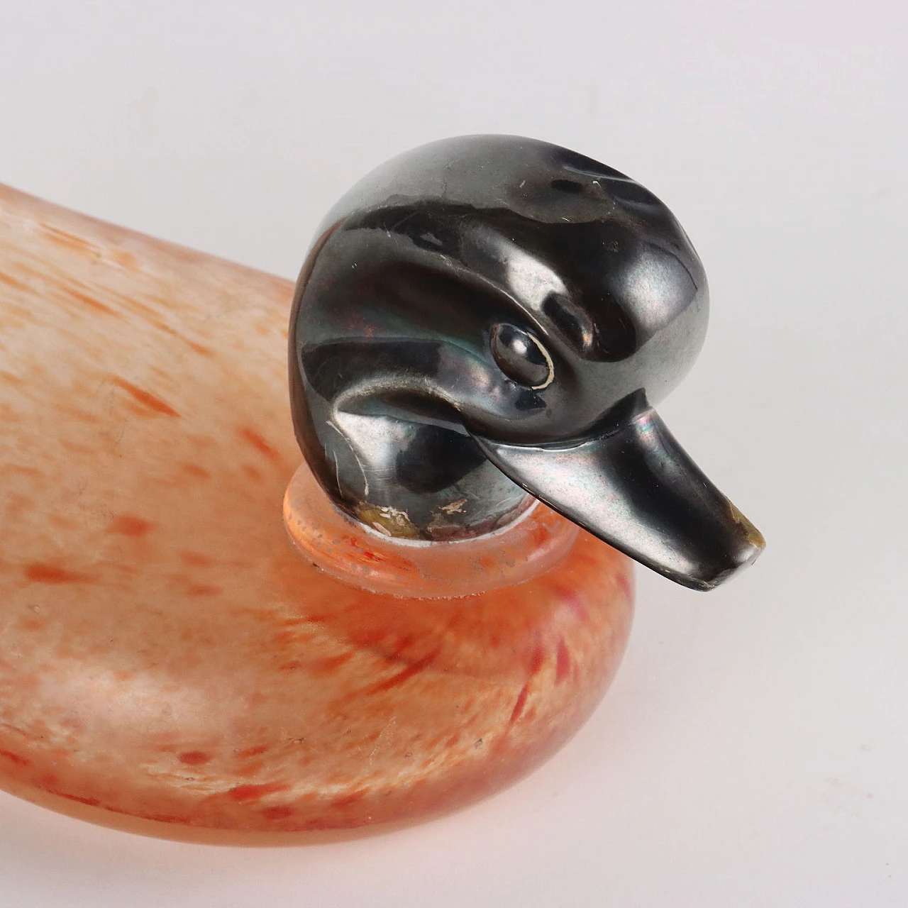 Duck, glass and silver sculpture, 1980s 3
