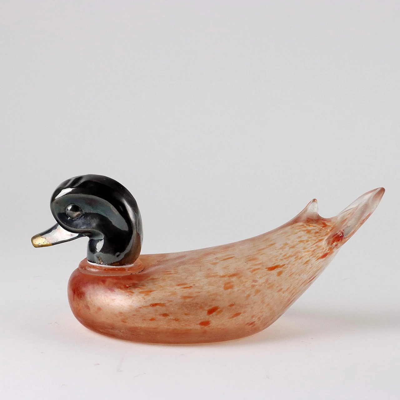 Duck, glass and silver sculpture, 1980s 4