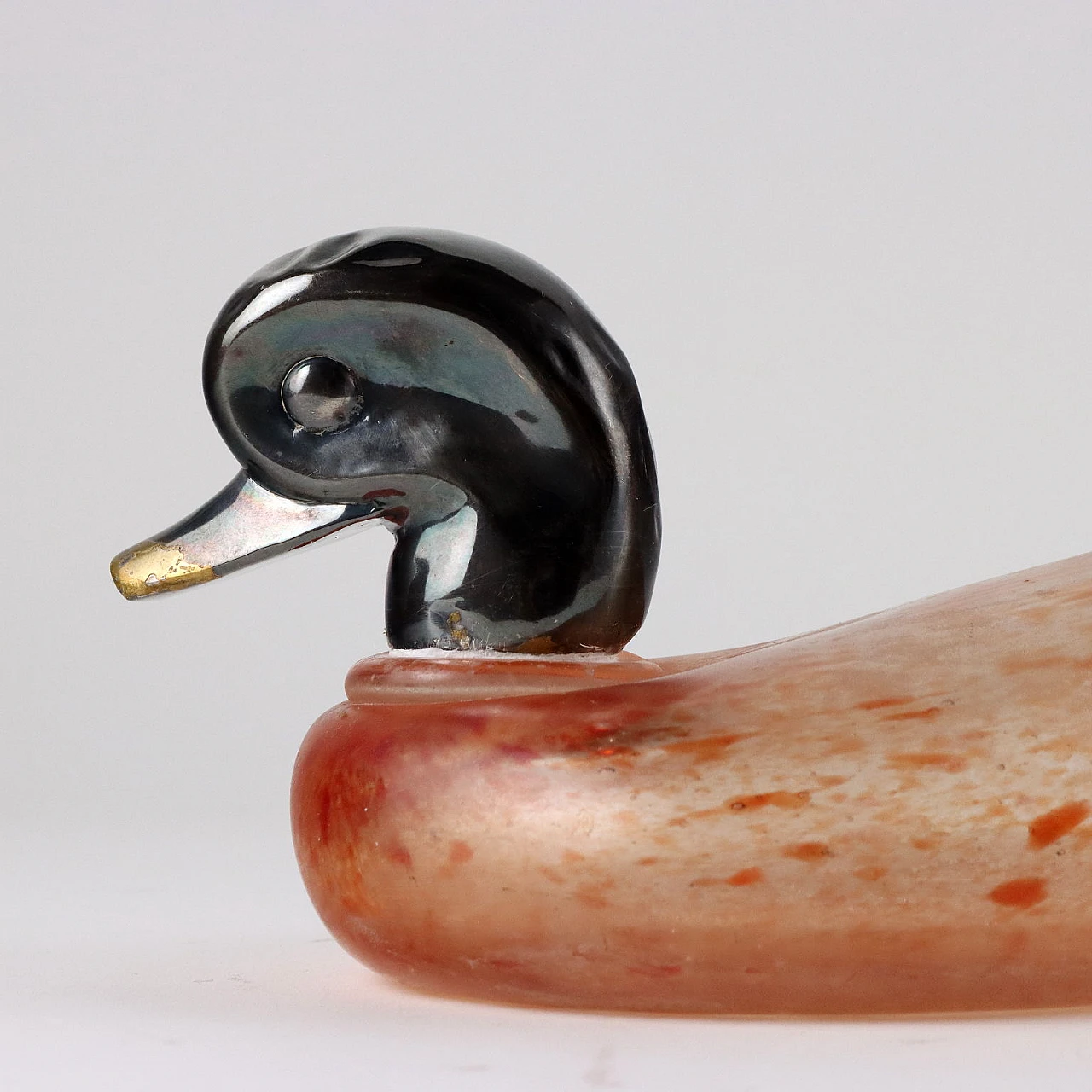 Duck, glass and silver sculpture, 1980s 5