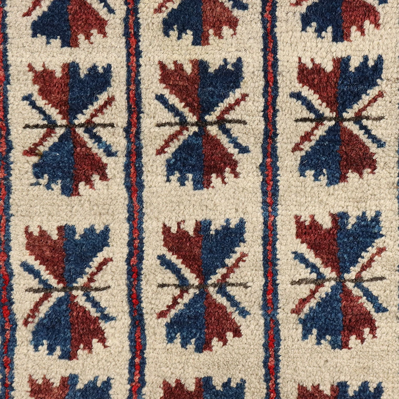 Iranian red, blue and beige wool Beluchi rug 3