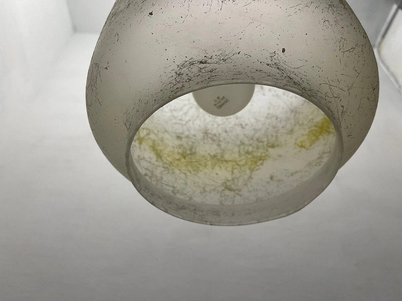 Murano glass white & yellow ceiling lamp, 1980s 5
