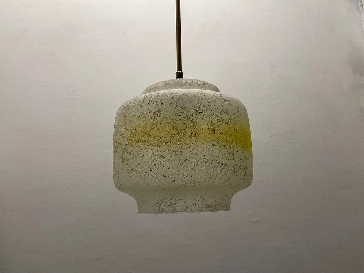 Murano glass white & yellow ceiling lamp, 1980s 8