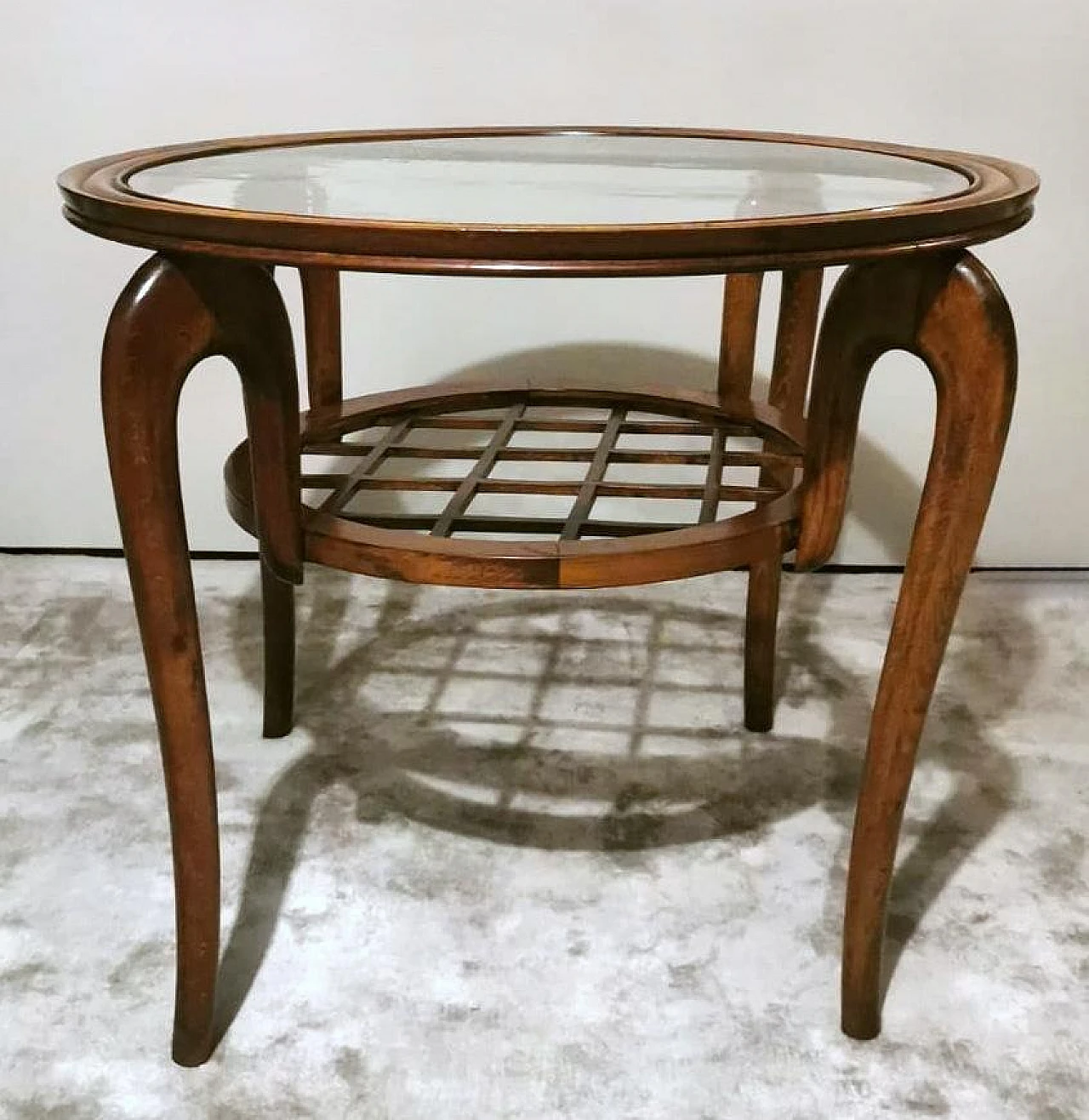 Walnut and glass coffee table in the style of Paolo Buffa, 1950s 2
