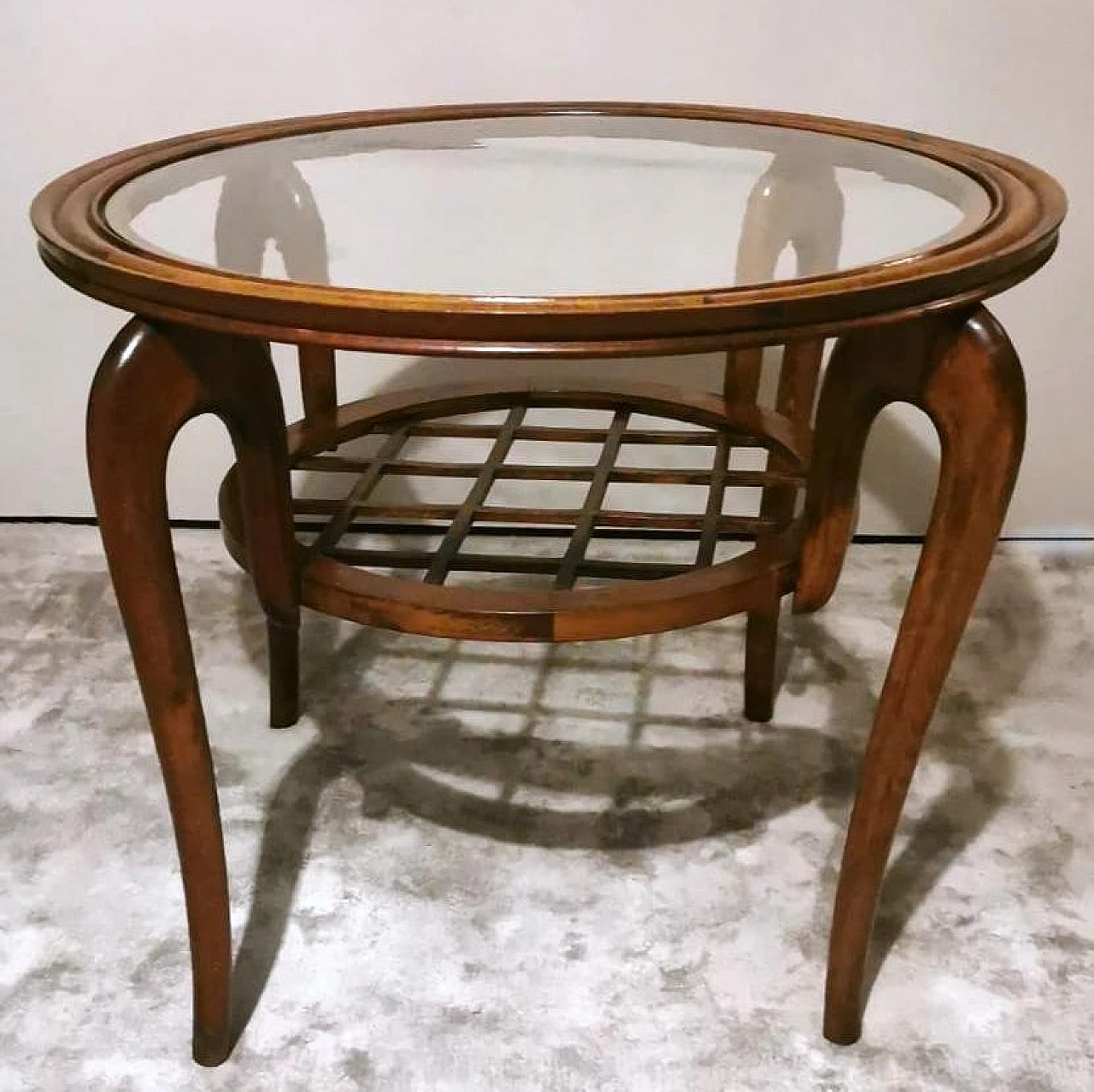 Walnut and glass coffee table in the style of Paolo Buffa, 1950s 3