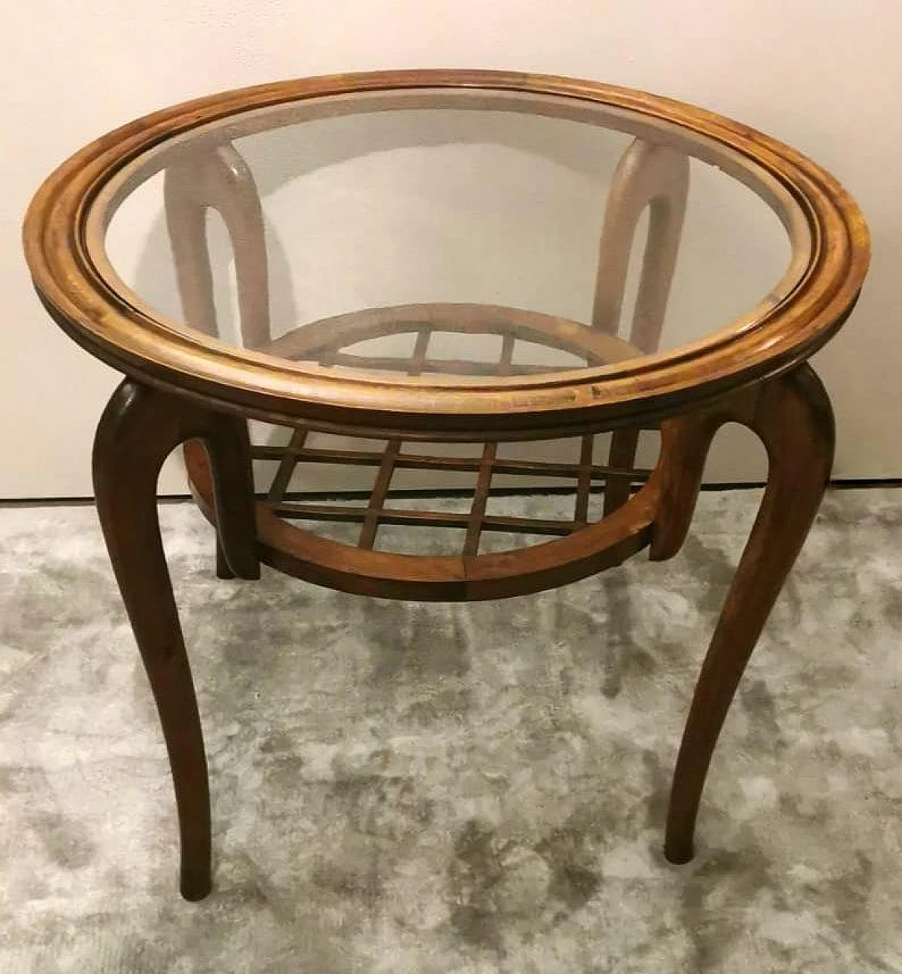 Walnut and glass coffee table in the style of Paolo Buffa, 1950s 4