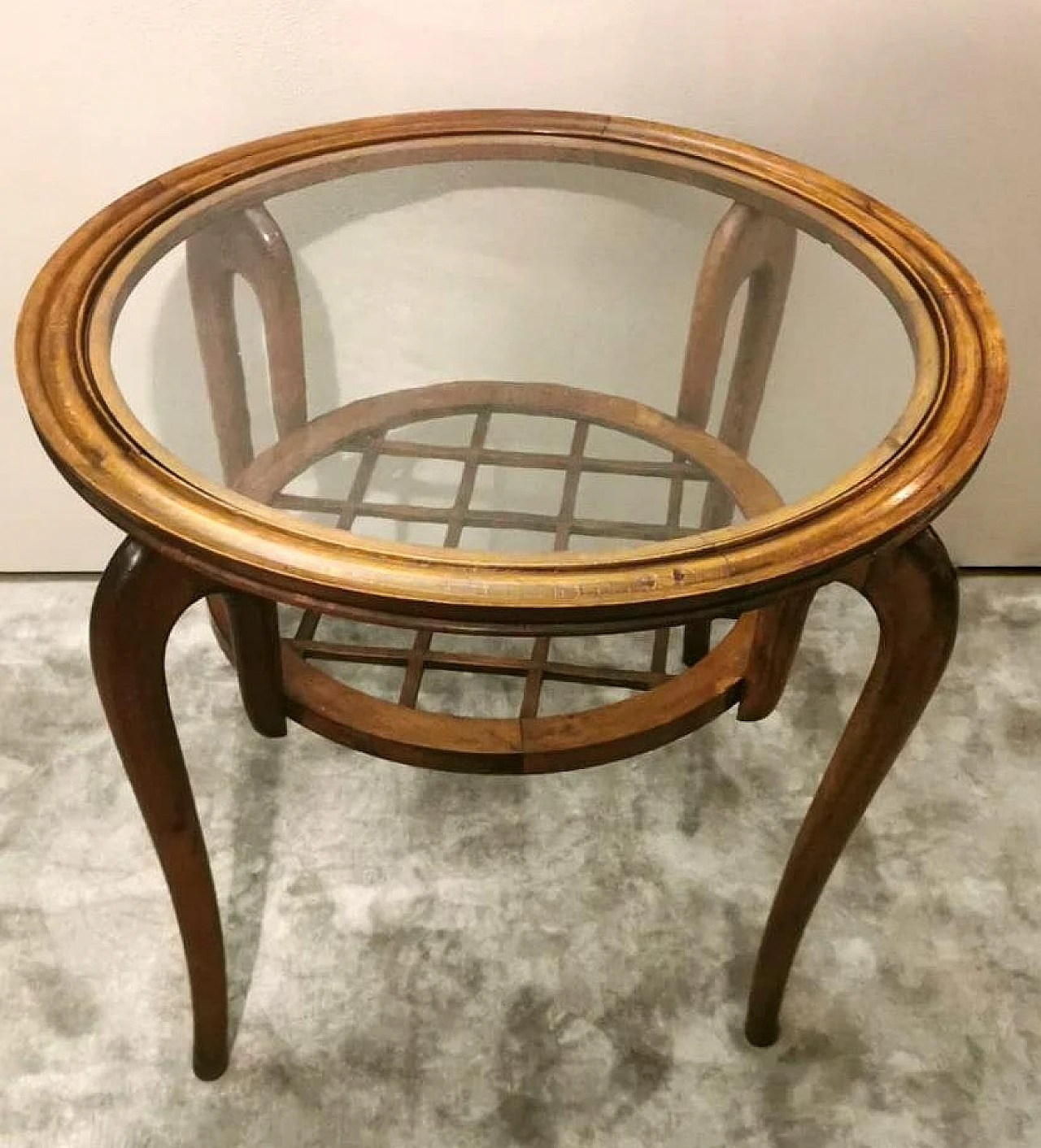 Walnut and glass coffee table in the style of Paolo Buffa, 1950s 5
