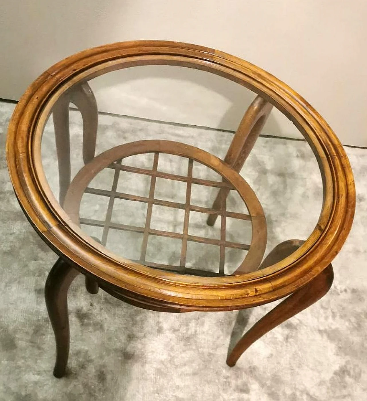 Walnut and glass coffee table in the style of Paolo Buffa, 1950s 8