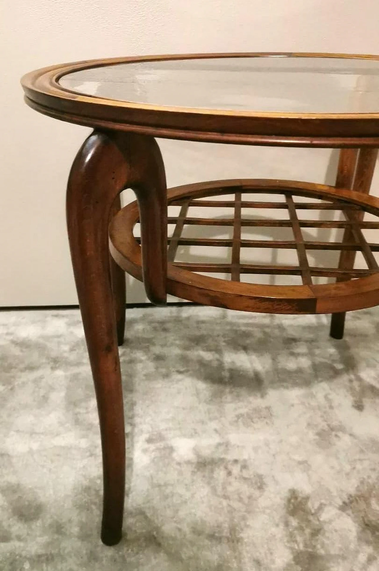Walnut and glass coffee table in the style of Paolo Buffa, 1950s 12