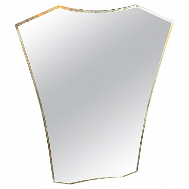 Brass wall mirror in the manner of Gio Ponti, 1960s