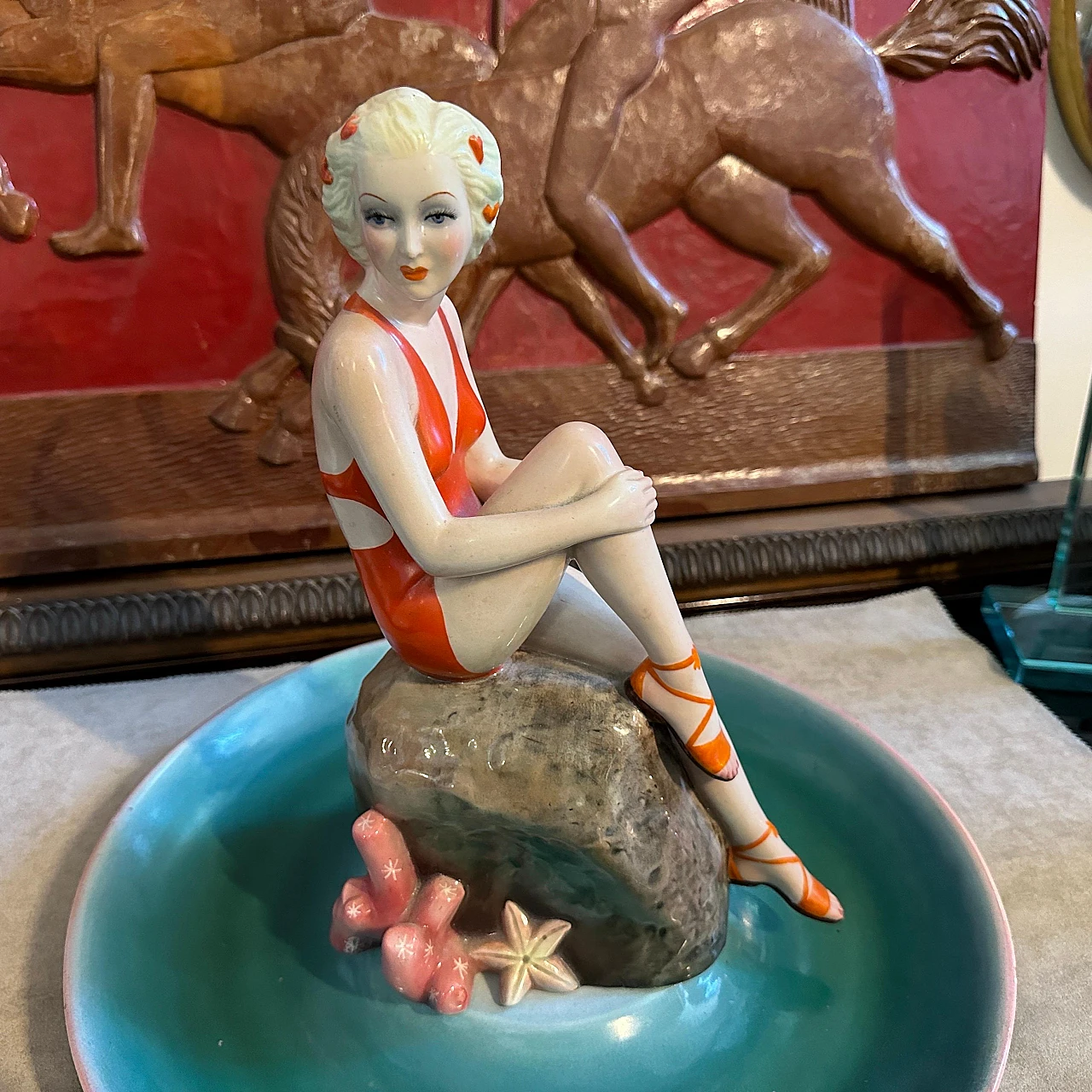 Art Deco hand-painted ceramic figurine by Ronzan, 1940s 2