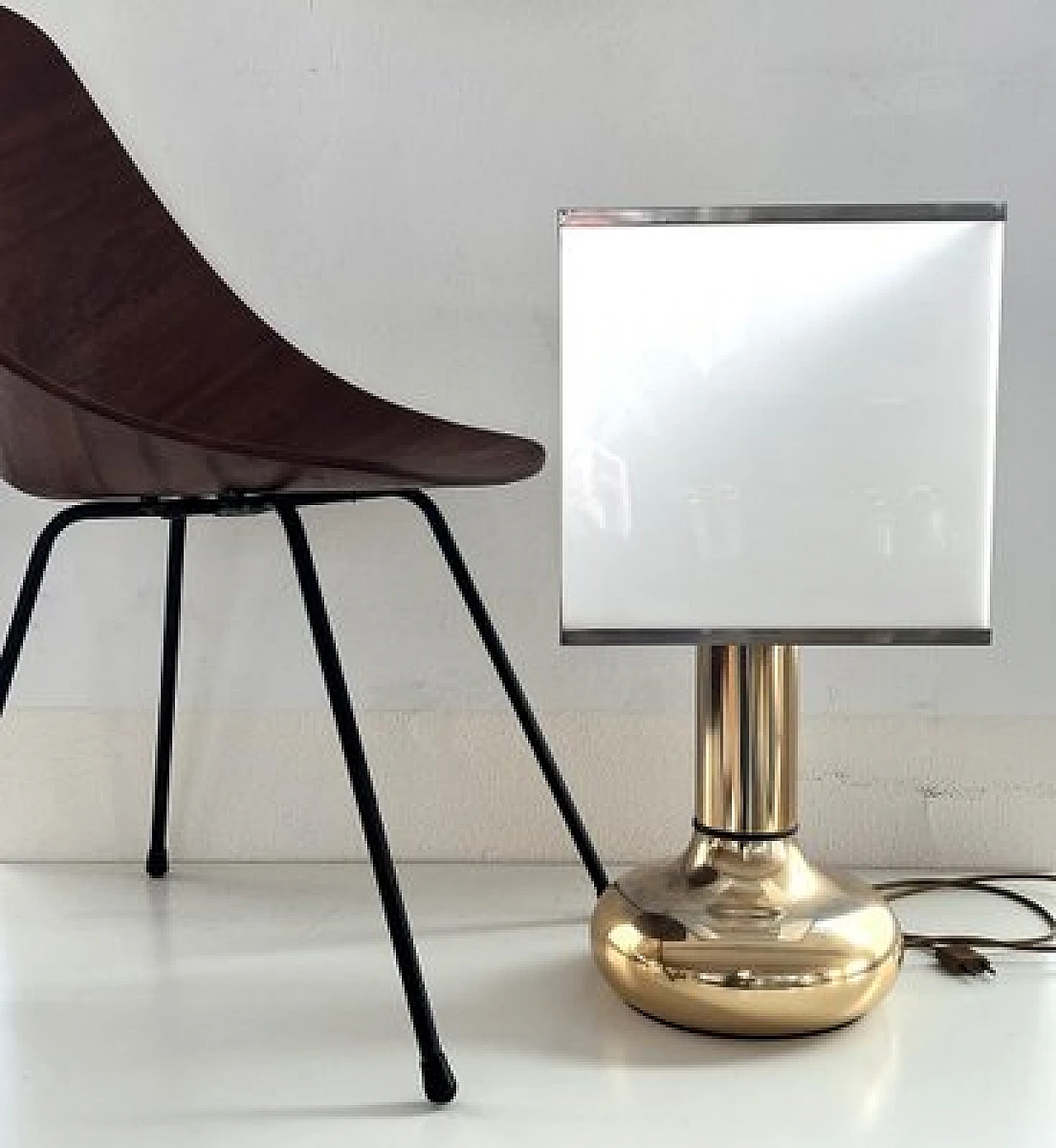 Acrylic glass and metal table lamp by Lamter, 1970s 2