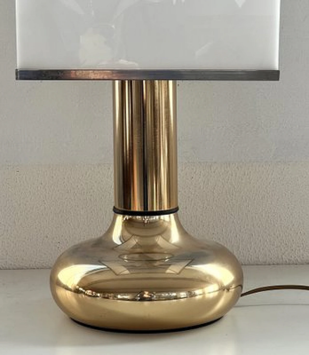 Acrylic glass and metal table lamp by Lamter, 1970s 3
