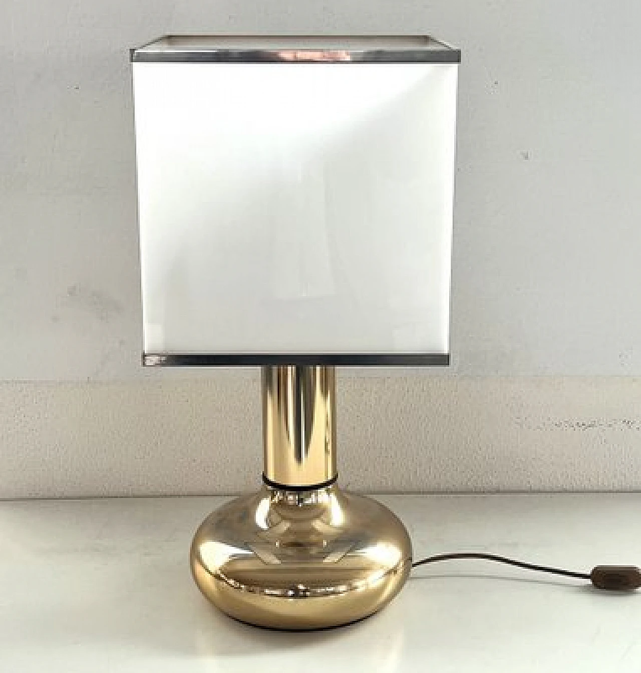 Acrylic glass and metal table lamp by Lamter, 1970s 5