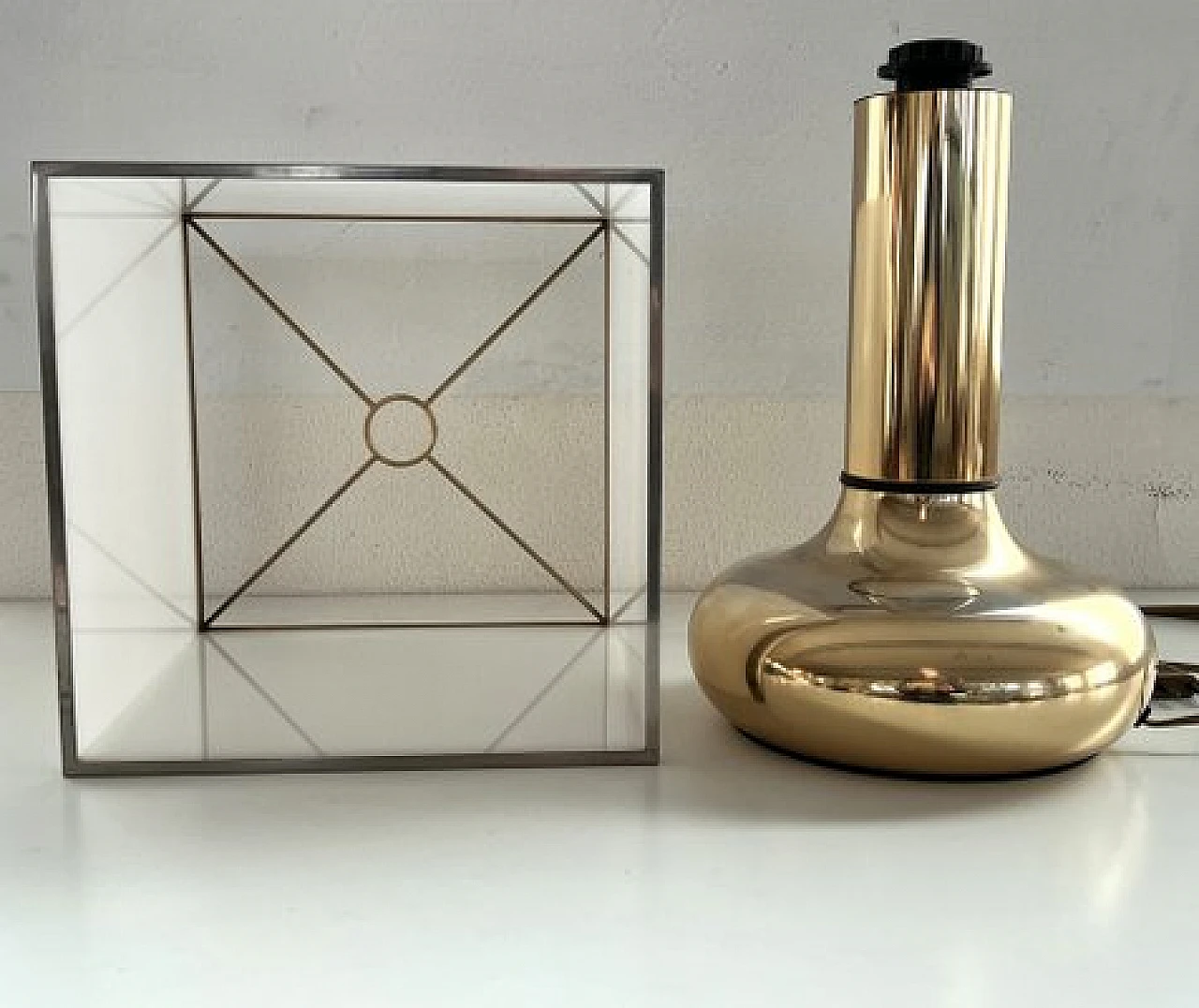Acrylic glass and metal table lamp by Lamter, 1970s 12