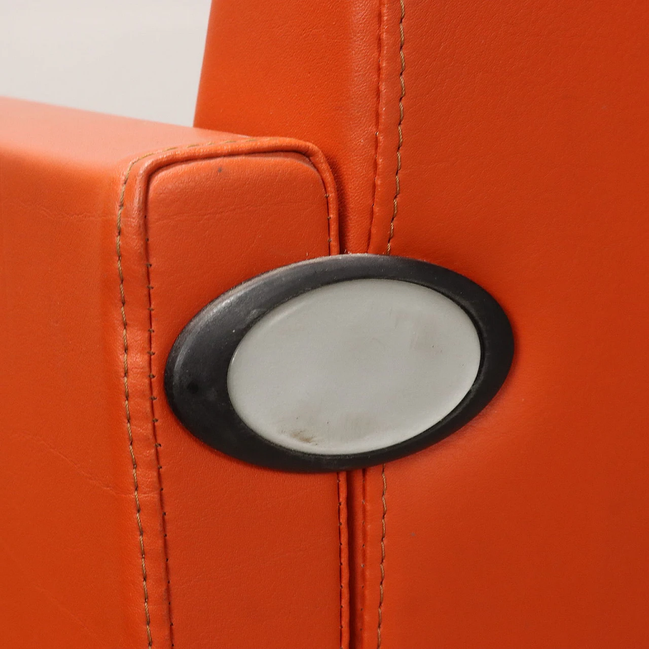 Orange leather armchair with chromed metal structure, 1990s 10