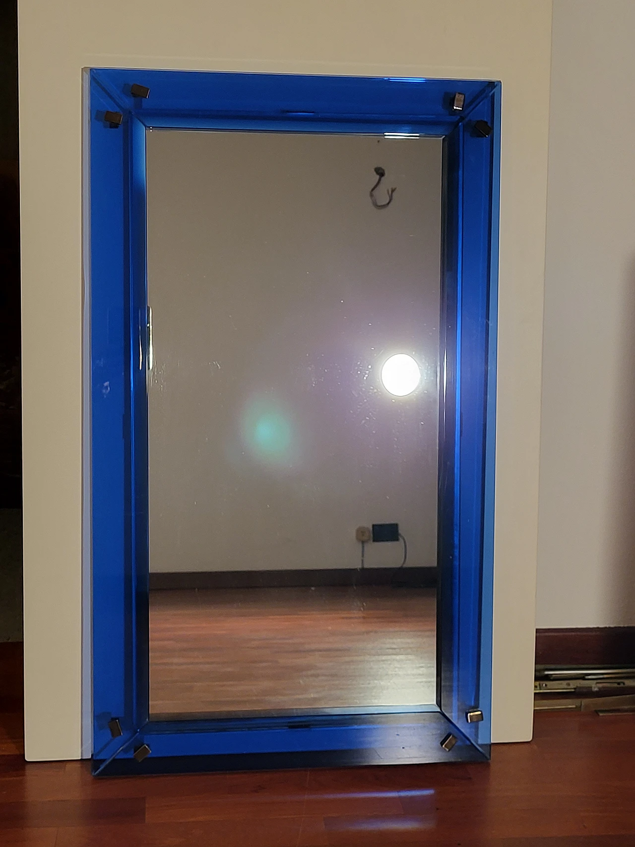 Mirror with blue frame by Max Ingrand for Fontana Arte, 1970s 1