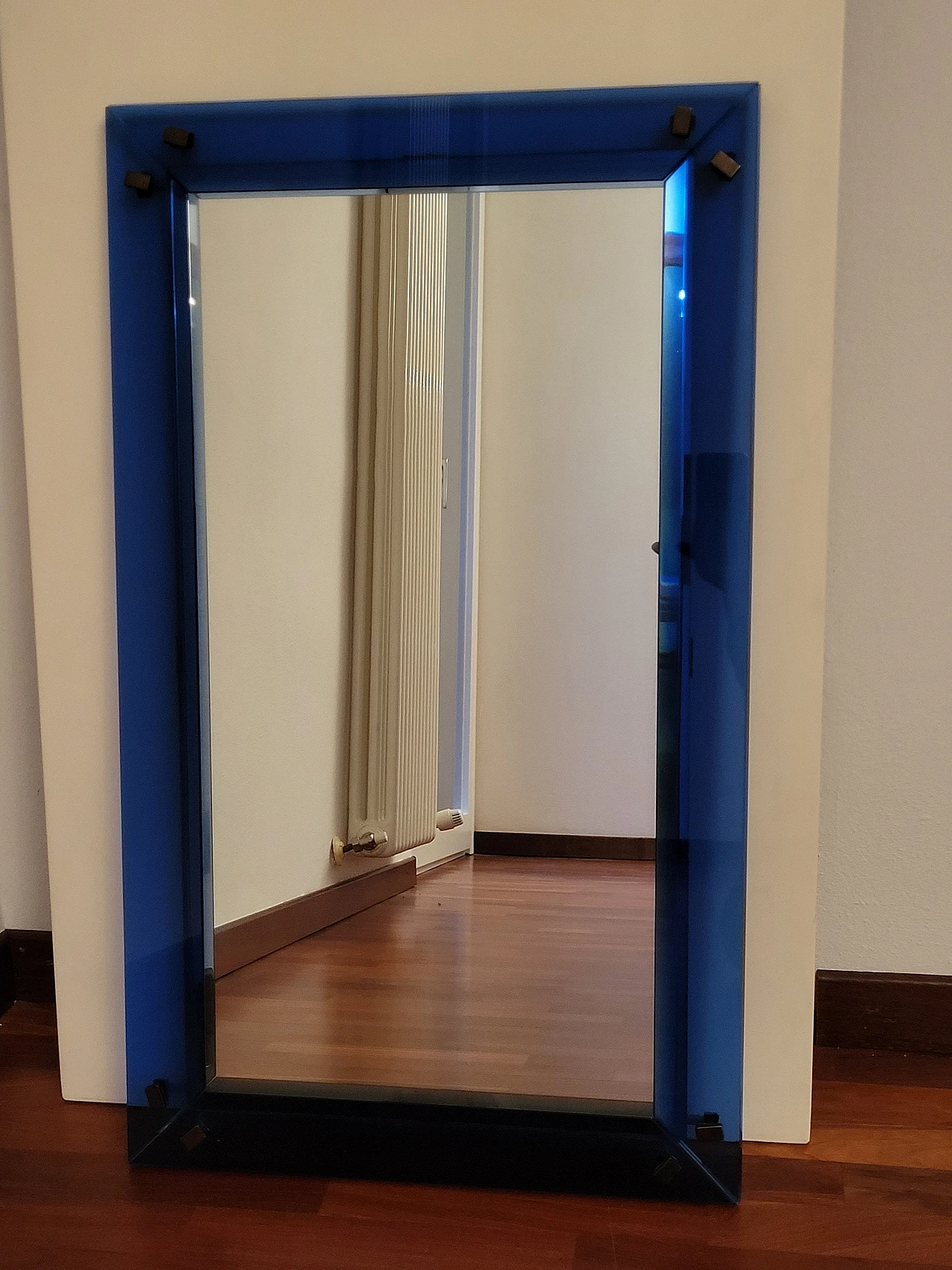Mirror with blue frame by Max Ingrand for Fontana Arte, 1970s 2