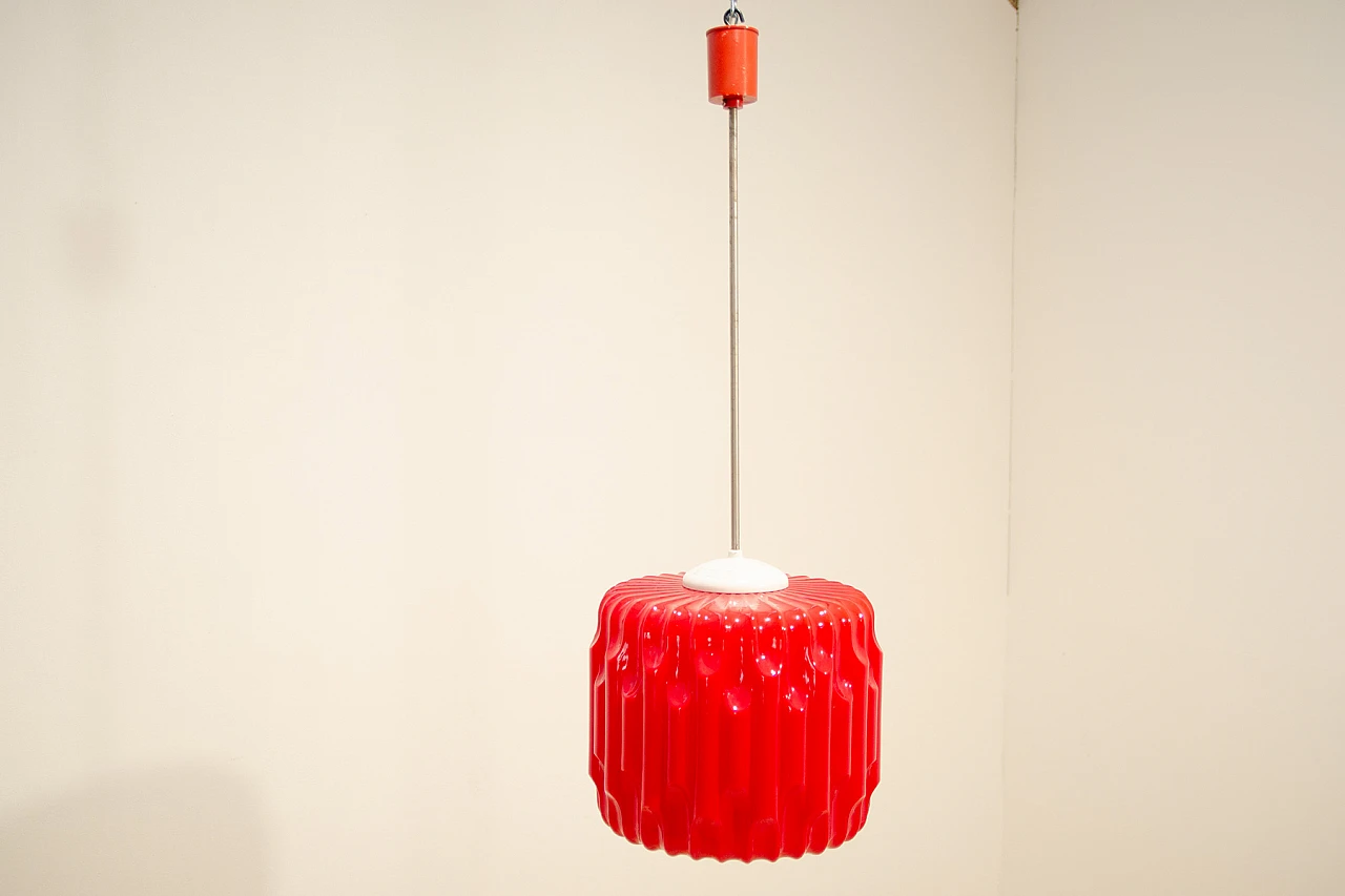 Hanging lamp by Karel Wolf for Osvětlovací Sklo, 1970s 3