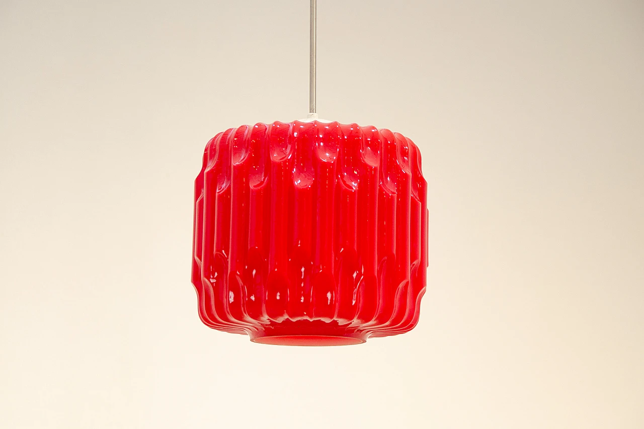 Hanging lamp by Karel Wolf for Osvětlovací Sklo, 1970s 4