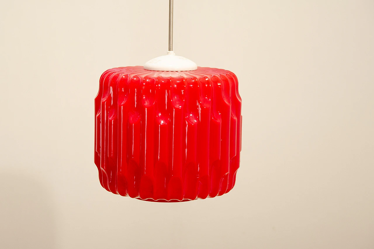 Hanging lamp by Karel Wolf for Osvětlovací Sklo, 1970s 5