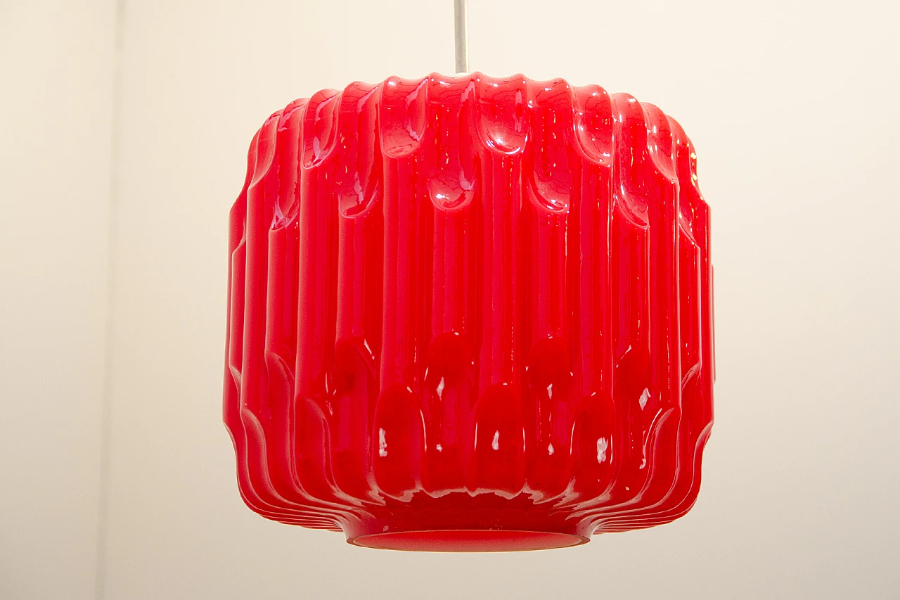 Hanging lamp by Karel Wolf for Osvětlovací Sklo, 1970s 11