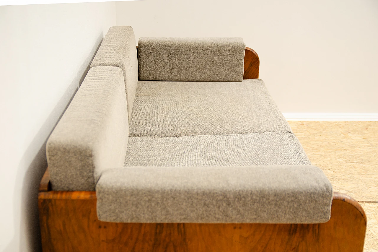 Czechoslovakian Art Deco walnut and fabric storage sofa, 1930s 5