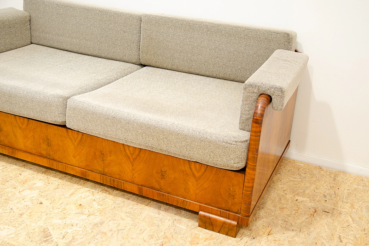 Czechoslovakian Art Deco walnut and fabric storage sofa, 1930s 6