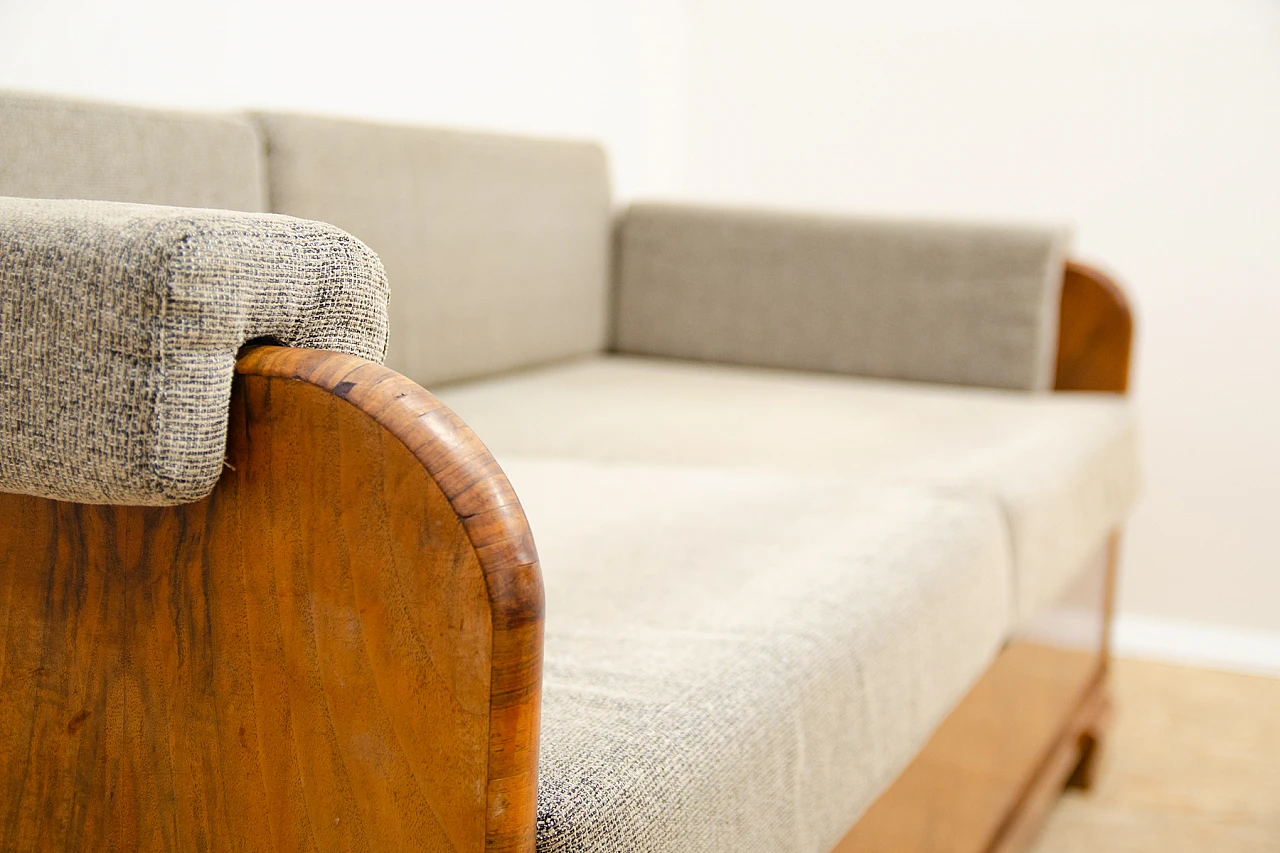 Czechoslovakian Art Deco walnut and fabric storage sofa, 1930s 7