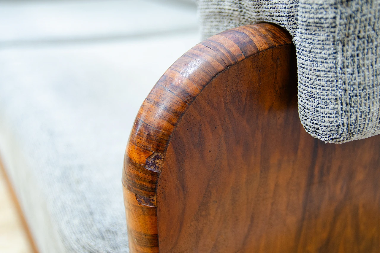 Czechoslovakian Art Deco walnut and fabric storage sofa, 1930s 8