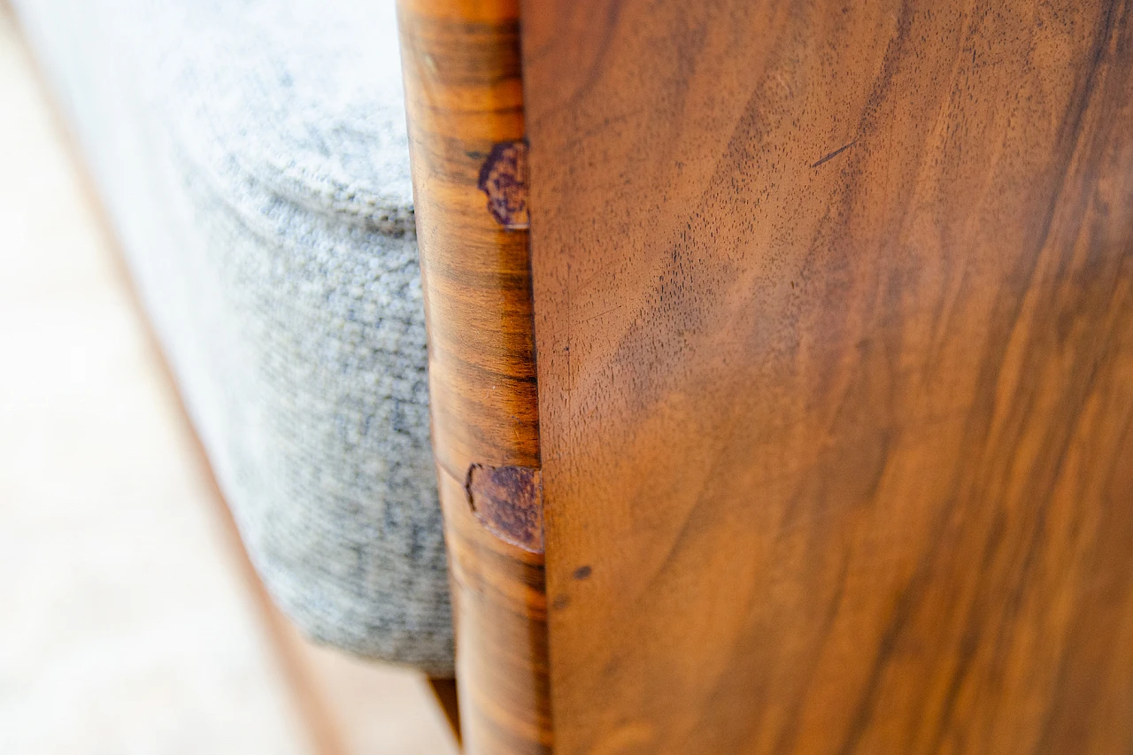 Czechoslovakian Art Deco walnut and fabric storage sofa, 1930s 9