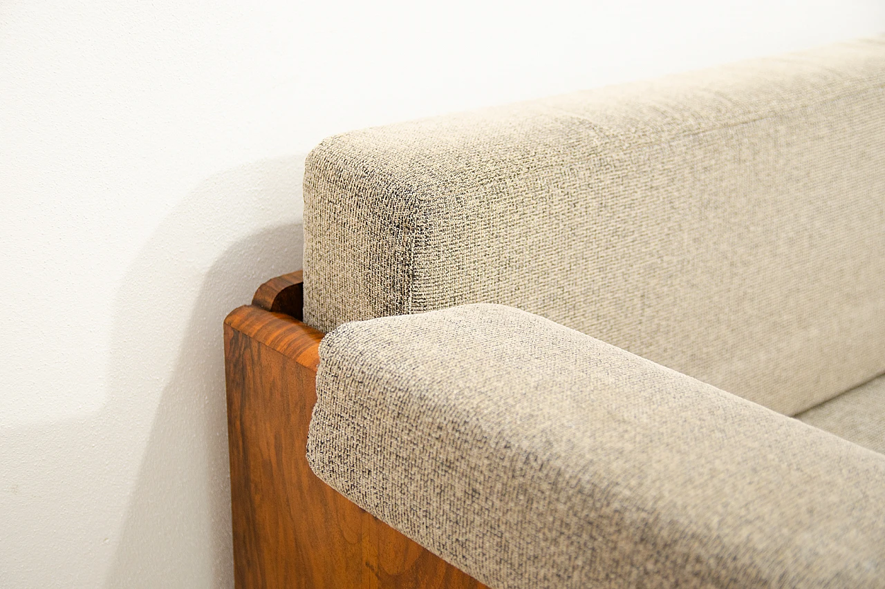 Czechoslovakian Art Deco walnut and fabric storage sofa, 1930s 12