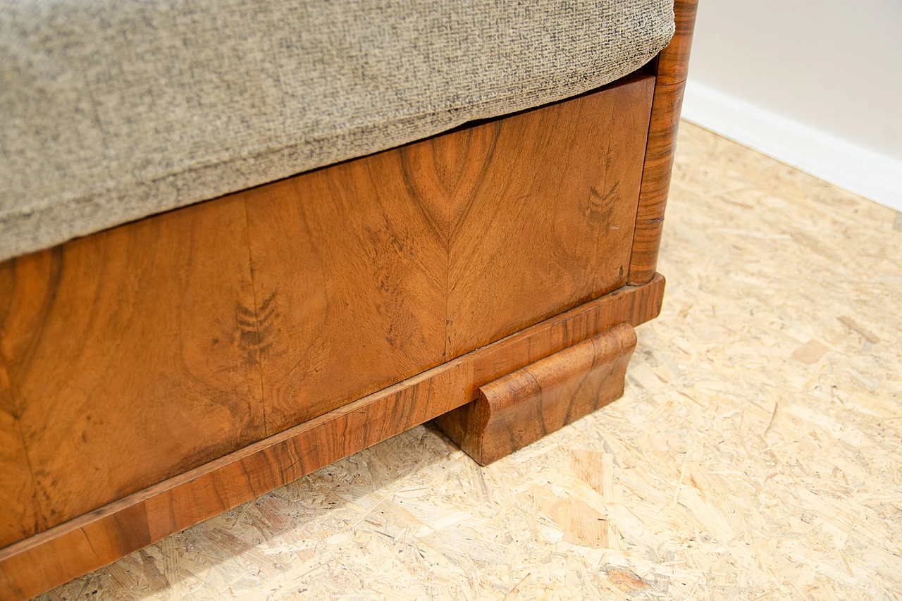 Czechoslovakian Art Deco walnut and fabric storage sofa, 1930s 13