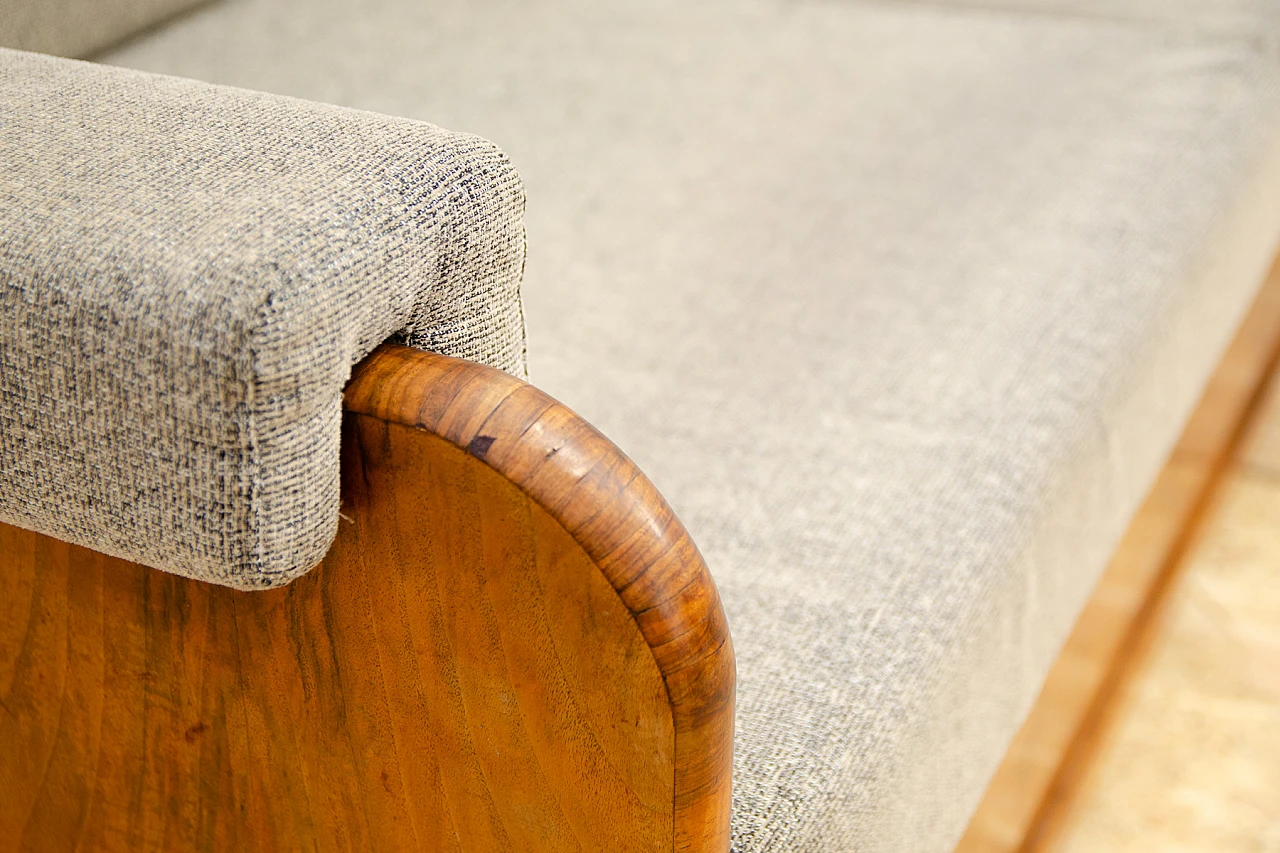 Czechoslovakian Art Deco walnut and fabric storage sofa, 1930s 14